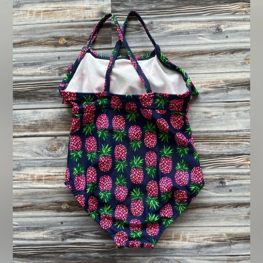 CARTERS Navy blue pink pineapple one piece swim suit 2T